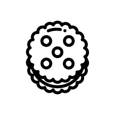 Bisküvi ikonu. Beyaz Arkaplanda İnce Doğrusal Tasarım