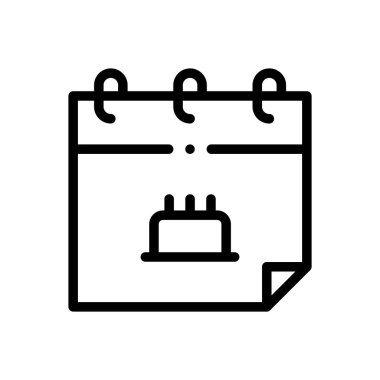 Doğum günü ikonu. Beyaz Arkaplanda İnce Doğrusal Tasarım