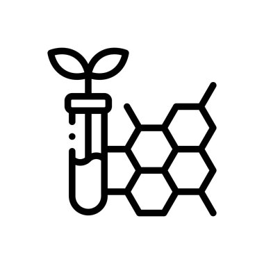Biyoteknoloji ikonu. Beyaz Arkaplanda İnce Doğrusal Tasarım