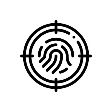 Biyometrik tanımlama simgesi. Beyaz Arkaplanda İnce Doğrusal Tasarım