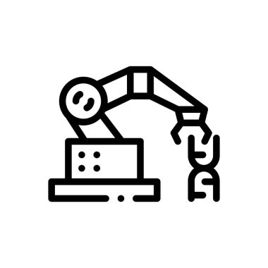 Biyomühendislik ikonu. Beyaz Arkaplanda İnce Doğrusal Tasarım