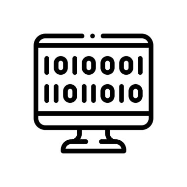 ikili kod simgesi. Beyaz Arkaplanda İnce Doğrusal Tasarım