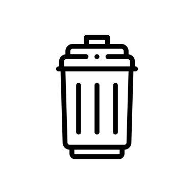 Çöp kutusu simgesi. Beyaz Arkaplanda İnce Doğrusal Tasarım