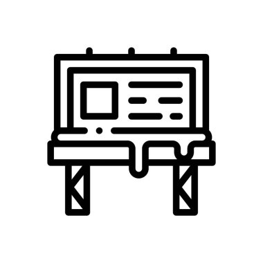 reklam panosu simgesi. Beyaz Arkaplanda İnce Doğrusal Tasarım