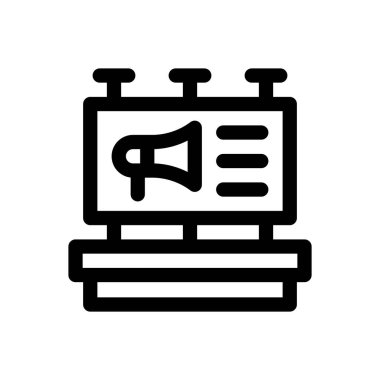 reklam panosu simgesi. Beyaz Arkaplanda İnce Doğrusal Tasarım