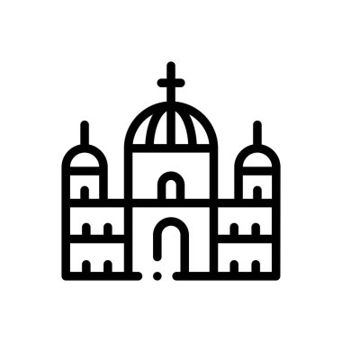 Berlin Katedrali ikonu. Beyaz Arkaplanda İnce Doğrusal Tasarım