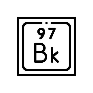 Berkelium simgesi. Beyaz Arkaplanda İnce Doğrusal Tasarım