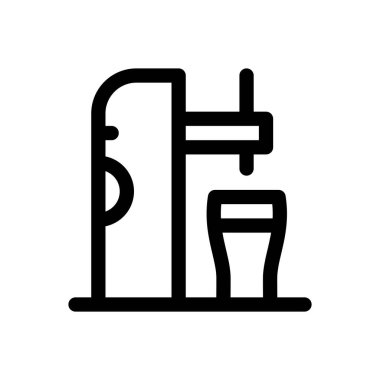 Bira musluğu ikonu. Beyaz Arkaplanda İnce Doğrusal Tasarım