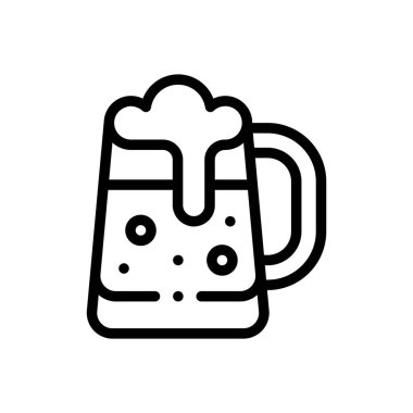 Bira kupası ikonu. Beyaz Arkaplanda İnce Doğrusal Tasarım