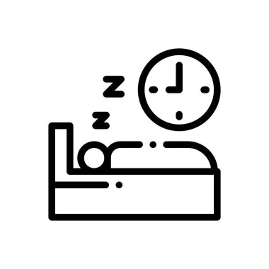 Uyku zamanı ikonu. Beyaz Arkaplanda İnce Doğrusal Tasarım