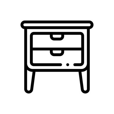 Komodin simgesi. Beyaz Arkaplanda İnce Doğrusal Tasarım