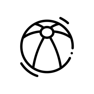 Plaj topu ikonu. Beyaz Arkaplanda İnce Doğrusal Tasarım