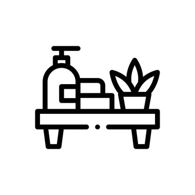 Banyo ikonu. Beyaz Arkaplanda İnce Doğrusal Tasarım