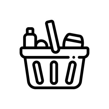 Sepet ikonu. Beyaz Arkaplanda İnce Doğrusal Tasarım