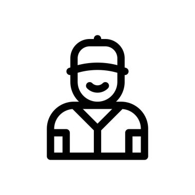 Beyzbol oyuncusu ikonu. Beyaz Arkaplanda İnce Doğrusal Tasarım