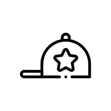 Beyzbol şapkası ikonu. Beyaz Arkaplanda İnce Doğrusal Tasarım