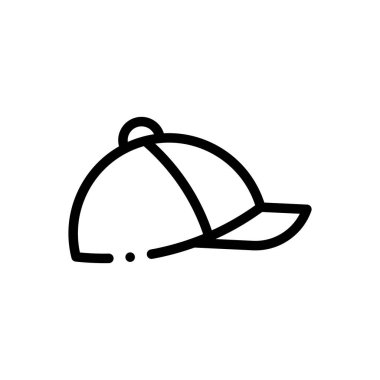Beyzbol şapkası ikonu. Beyaz Arkaplanda İnce Doğrusal Tasarım