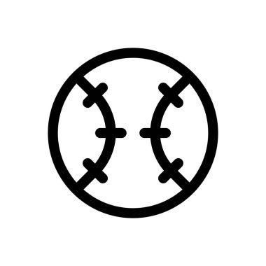 Beyzbol topu ikonu. Beyaz Arkaplanda İnce Doğrusal Tasarım