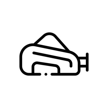 Beyzbol çantası ikonu. Beyaz Arkaplanda İnce Doğrusal Tasarım