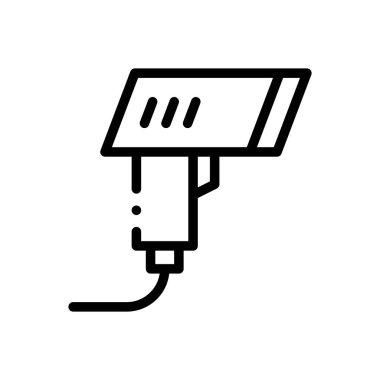 barkod tarayıcı simgesi. Beyaz Arkaplanda İnce Doğrusal Tasarım