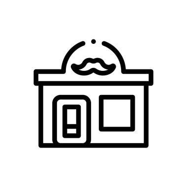 Berber dükkanı ikonu. Beyaz Arkaplanda İnce Doğrusal Tasarım