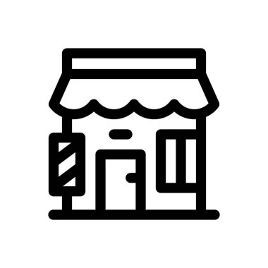 Berber dükkanı ikonu. Beyaz Arkaplanda İnce Doğrusal Tasarım