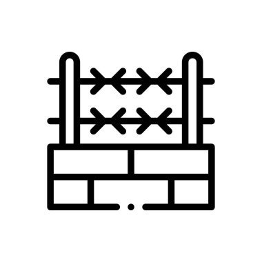 Dikenli tel ikonu. Beyaz Arkaplanda İnce Doğrusal Tasarım