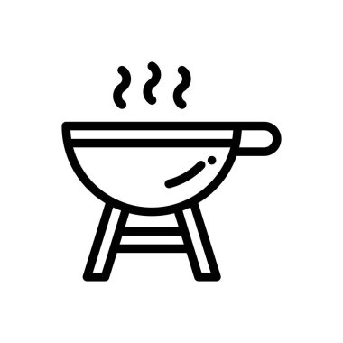 Barbacue ikonu. Beyaz Arkaplanda İnce Doğrusal Tasarım