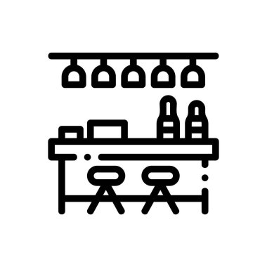 Bar ikonu. Beyaz Arkaplanda İnce Doğrusal Tasarım