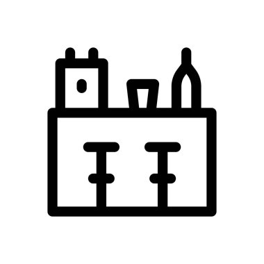 Bar ikonu. Beyaz Arkaplanda İnce Doğrusal Tasarım