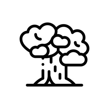 Baobab ikonu. Beyaz Arkaplanda İnce Doğrusal Tasarım