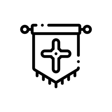 Sancak simgesi. Beyaz Arkaplanda İnce Doğrusal Tasarım