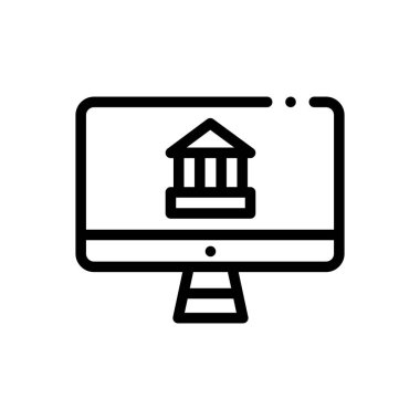 bankacılık simgesi. Beyaz Arkaplanda İnce Doğrusal Tasarım