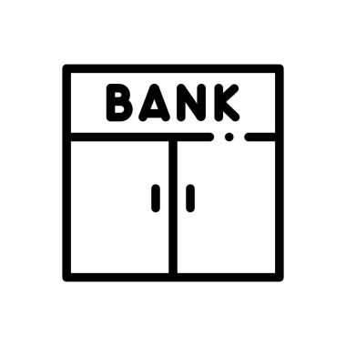 Banka ikonu. Beyaz Arkaplanda İnce Doğrusal Tasarım