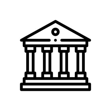 Banka ikonu. Beyaz Arkaplanda İnce Doğrusal Tasarım