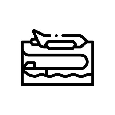 muz teknesi ikonu. Beyaz Arkaplanda İnce Doğrusal Tasarım