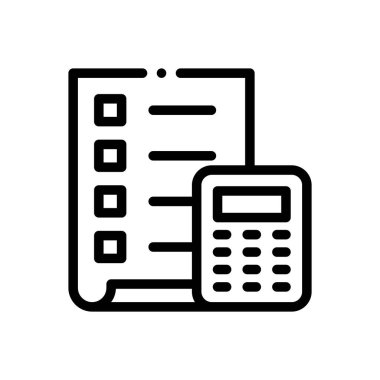 Hesap makinesi simgesi. Beyaz Arkaplanda İnce Doğrusal Tasarım