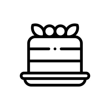 Kek ikonu. Beyaz Arkaplanda İnce Doğrusal Tasarım