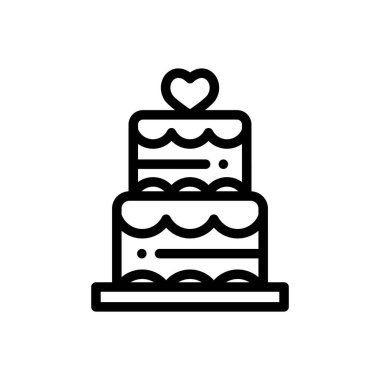 Kek ikonu. Beyaz Arkaplanda İnce Doğrusal Tasarım