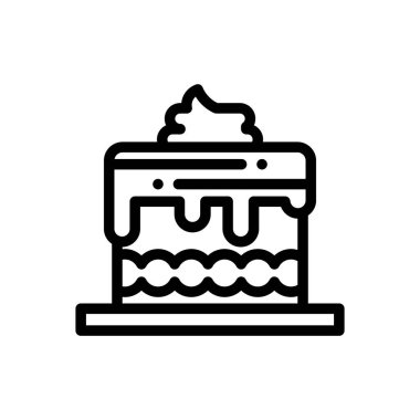 Kek ikonu. Beyaz Arkaplanda İnce Doğrusal Tasarım