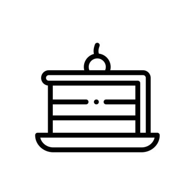 Kek ikonu. Beyaz Arkaplanda İnce Doğrusal Tasarım