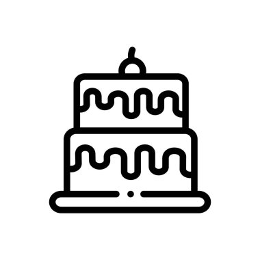 Kek ikonu. Beyaz Arkaplanda İnce Doğrusal Tasarım