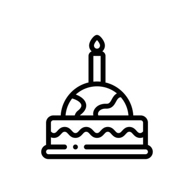 Kek ikonu. Beyaz Arkaplanda İnce Doğrusal Tasarım