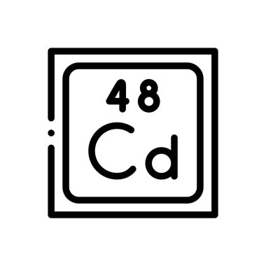 Kadmiyum simgesi. Beyaz Arkaplanda İnce Doğrusal Tasarım