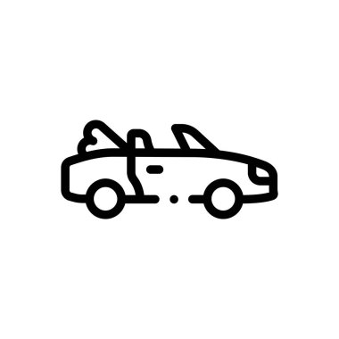 Cabriolet simgesi. Beyaz Arkaplanda İnce Doğrusal Tasarım