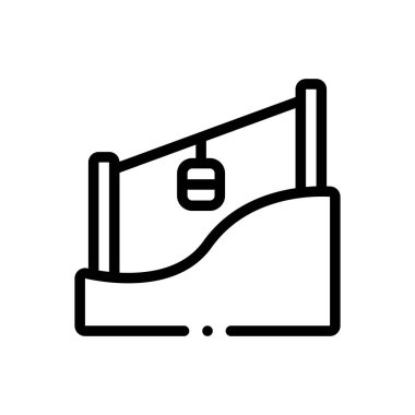 Teleferik kabini ikonu. Beyaz Arkaplanda İnce Doğrusal Tasarım