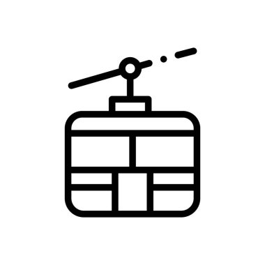 Teleferik kabini ikonu. Beyaz Arkaplanda İnce Doğrusal Tasarım