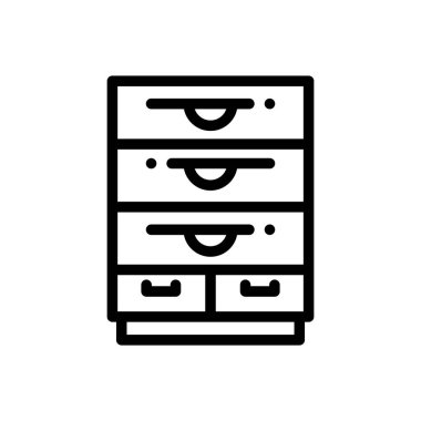 Dolap simgesi. Beyaz Arkaplanda İnce Doğrusal Tasarım