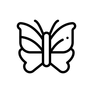 Kelebek ikonu. Beyaz Arkaplanda İnce Doğrusal Tasarım