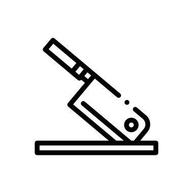 Kasap bıçağı ikonu. Beyaz Arkaplanda İnce Doğrusal Tasarım